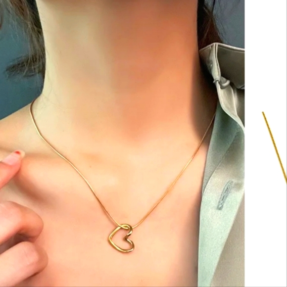 HEART NECKLACE 18K GOLD PLATE - Picture 4 of 8